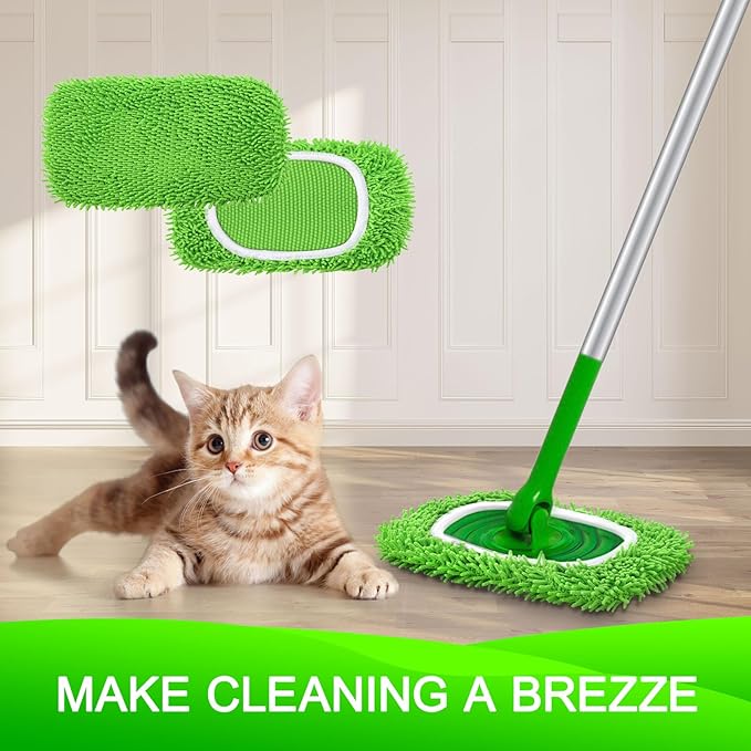 4+6 Pack Reusable Microfiber Mop Pads Compatible with Swiffer Sweeper- Dry Sweeping Cloths & Wet Mopping Cloths - Washable Wet Pads Refill for Mopping Floors (Mop is not Included)