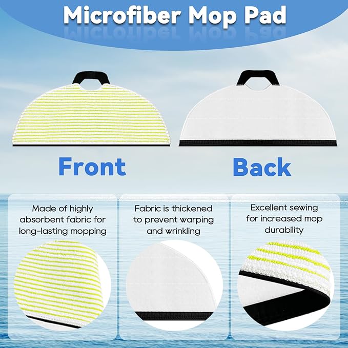 8 Mop Pads Replacement Parts for Shark RV2610WA RV2620WA RV2410WD AV2610WA AI Ultra 2- in-1 Matrix Clean Robot Vacuum models Spare Parts Accessories, 8 Mop Pads, 2 HEPA Filter, 4 Side Brushes