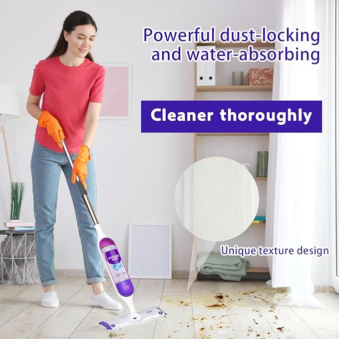 12-Pack Disposable Mop Pad Refills for Swiffer PowerMop Multi-Surface Mop/Wet Jet Spray Mop, Effortlessly Cleans Hardwood, Tile and Laminate Floors - Super Absorbent, Absorbs Dirt, Deep Cleaning