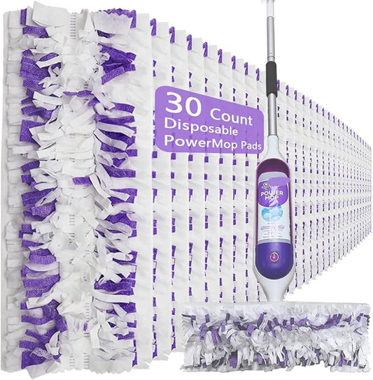 Disposable Mop Pads for Swiffer PowerMop Multi-Surface Mopping Pad Refills | Safe on All Finished Floors | Compatible with Swiffer PowerMop (30 Count)
