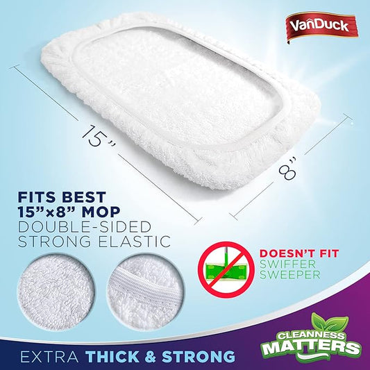 100% Cotton Pad Terry Cloth Mop Refills 15x8 inches, 2 Pack (Mop is Not Included)