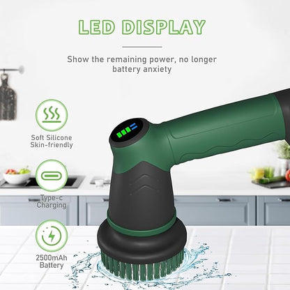 DEASUNG Electric Cleaning Brushes for Shower, Bathroom Scrubber Electric with 6 Replacement Heads, Power Scrubbers for Cleaning Bathroom,Sink