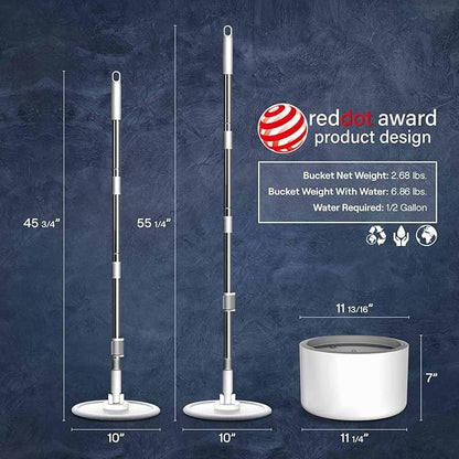 Innowellclean Spin Mop and Bucket Set with Self-Cleaning, Dry, Wet 3-In-1 Water Filtration System | Microfiber Mop for Floor Cleaning - Home & Kitchen Hardwood, Laminate, Tile (5 Pads & Triangle Head)