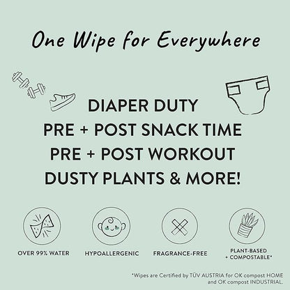 The Honest Company Clean Conscious Multi-Use Wipes | Hypoallergenic + Unscented for Sensitive Skin | Over 99% Water, Compostable, Plant Based, Baby Wipes | Pattern Play, 10 Count