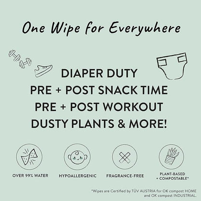 The Honest Company Clean Conscious Multi-Use Wipes | Hypoallergenic + Unscented for Sensitive Skin | Over 99% Water, Compostable, Plant Based, Baby Wipes | Balance Blues, 288 Count