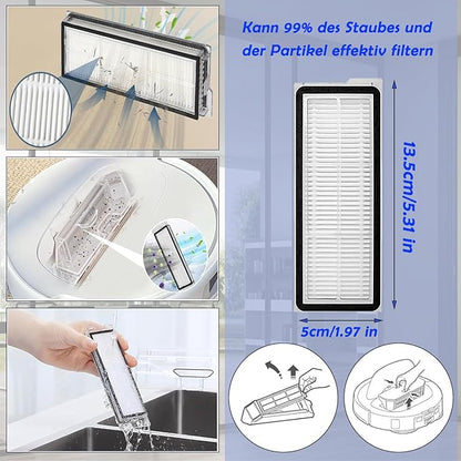 20Pcs Accessories Replacement Parts for Q Revo S, Qevo Pro, Qrevo MaxV [Not for Q Revo] Robot Vacuum, 2 Main Brush, 4 Mop Pads, 6 Dust Bag, 2 HEPA Filter, 4 Side Brushes, 1 Cleaning Tool