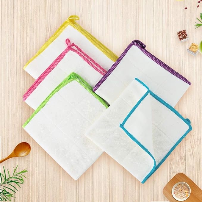 Bamboo Dish Cloths Towels Kitchen Cloths for Cleaning Dishcloths for Kitchen Washable Absorbent Machine Washable 12" x 12" 10PCS (30x30 cm, Solid Color) (White)