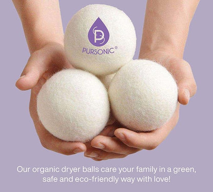 Pursonic 4-Pack Laundry Wool Dryer Balls with Lavender & Peppermint Essential Oil Scent - Reusable Fabric Softener Balls Made from Pure New Zealand Wool - 2.75" Diameter