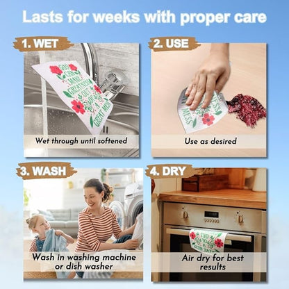 Swedish Dishcloths - Ecofriendly Reusable Paper Towels, Biodegradable Dish Cloths - Cellulose Sponge Dish Cloths for Washing Dishes - 8 Pack (Christian Messages)