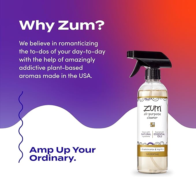 Zum by Indigo Wild All-Purpose Cleaner - Natural Multipurpose Cleaner Made with Essential Oils, Baking Soda & More - Frankincense & Myrrh, 16 fl oz