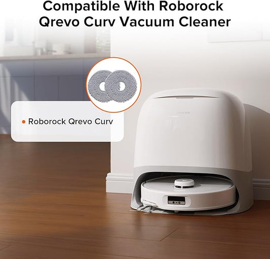 roborock 4 Pack Microfiber Mop Cloths Qrevo Curv, Qrevo Curv S5X, Qrevo Edge Robot Vacuum, Mop Pad Replacement Accessories