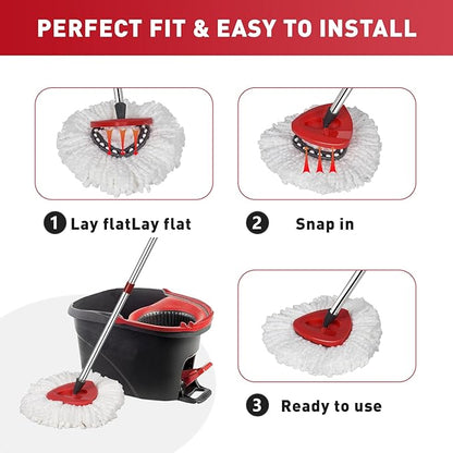 12-Pack Spin Mop Replacement Heads Compatible with Ocedar Mop Heads Replacements, Microfiber Spin Mop Refills Heads for Easy Wring, Mop Head Replacement for Easy House Cleaning Floor Mopping
