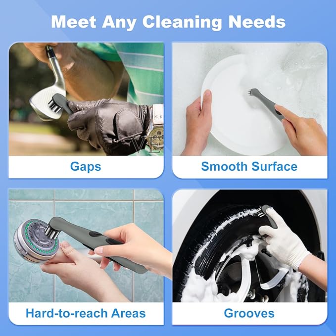 SOARING Rechargeable Electric Cleaning Brush with 4 in 1 Multiple Brush Heads,Indoor Household Cordless Motorized Brush for Bathroom Toilet Kitchen Tile Crevice (Gray & Black)