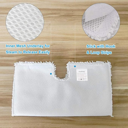 Fushing 6Pcs Steam Mop Pads, Washable Microfiber Cleaning Steamer Replacement Pads for Shark Steam Mop S3501 S3601 S2902 S3901 S3550 S3601D S3801 S3801CO SE450 S2901