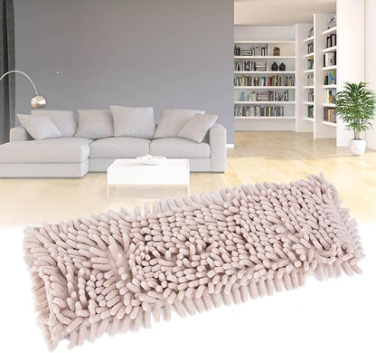 Reusable Dry Sweeping Cloths, Chenille Reusable Mop Pads Floor Mop Pads Refills Flat Mop Pads Flat Replacements Heads for Floor Cleaning(Cream-Coloured)
