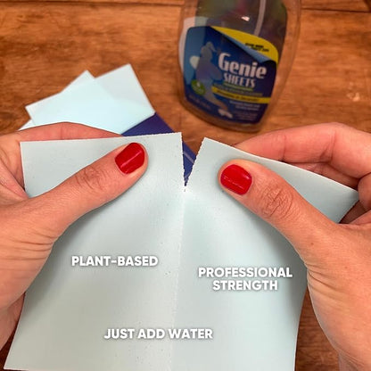 Genie Sheets Glass & Mirror Cleaner | 1 Bottle with Foaming Sprayer + Concentrate Makes 6 24oz Refills | Professional-Strength | Just Add Water | Sustainable EcoFriendly Plant-Based