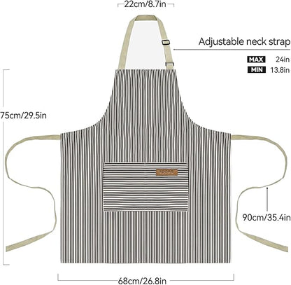 3 Pcs 2-Layer Super Absorbent Bamboo Charcoal Dish Cloths for Dishes, Sinks, Stove，2PCS Kitchen Apron，Unisex Adjustable Bib Aprons 2 Pockets, Water-Resistant Cooking Apron for Baking