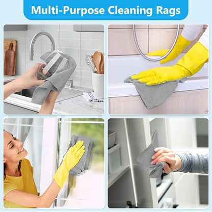 Microfiber Cleaning Cloth, 100 Pack Cleaning Rags, Lint-Free, Ultra Absorbent Reusable Paper Towels for Home, Kitchen, Car, Garage or Shop, Dish Rags, 11" x 9", Grey
