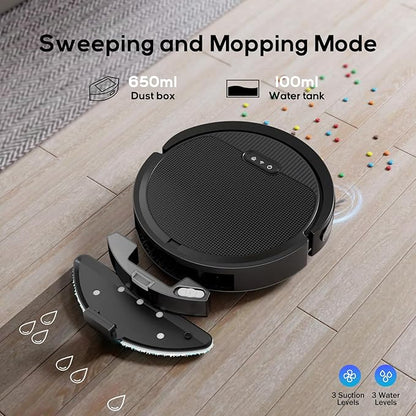 V3 Robot Vacuum and Mop Combo,Self-Charging,5000pa Strong Suction,WiFi/Alexa/App Control,3 in 1 Ultra-Slim Robotic Vacuum Cleaners for Hard Floors,Pet Hair and Low Pile Carpets