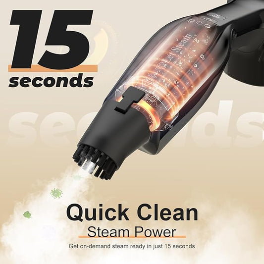 Let'Steam 17 in 1 Steam Mop with Detachable Handheld Steam Cleaner, Powerful Steam Mops for Cleaning Hardwood, Laminate Floor, Tiles and Grout, Dual- Rod Design Floor Steamer with 2 Modes