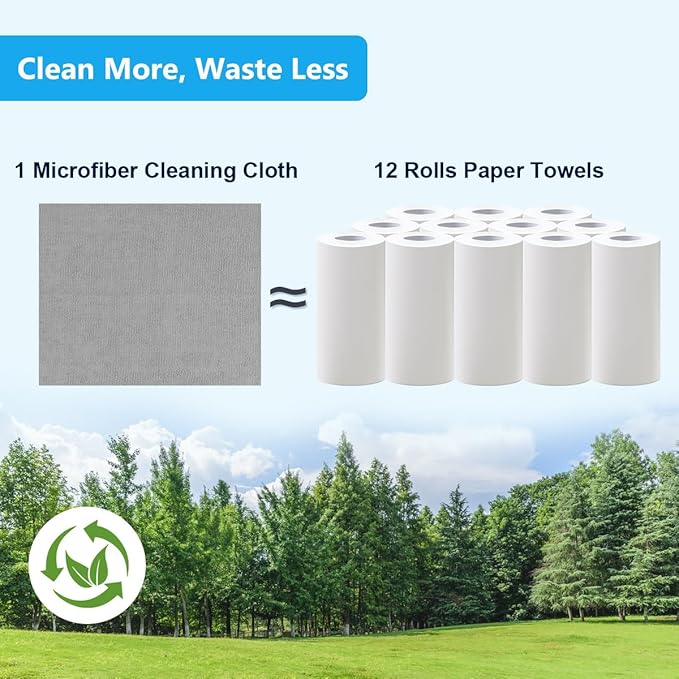 Microfiber Cleaning Cloth, 100 Pack Cleaning Rags, Lint-Free, Ultra Absorbent Reusable Paper Towels for Home, Kitchen, Car, Garage or Shop, Dish Rags, 11" x 9", Grey