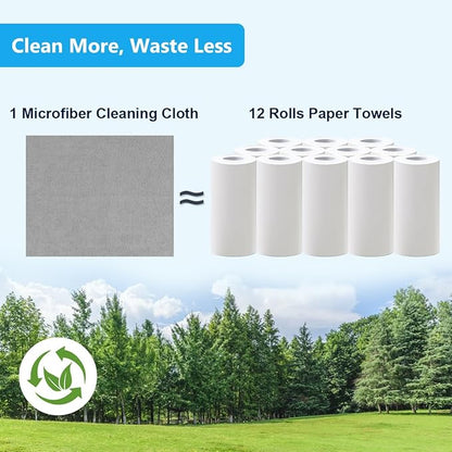 Microfiber Cleaning Cloth, 100 Pack Cleaning Rags, Lint-Free, Ultra Absorbent Reusable Paper Towels for Home, Kitchen, Car, Garage or Shop, Dish Rags, 11" x 9", Grey