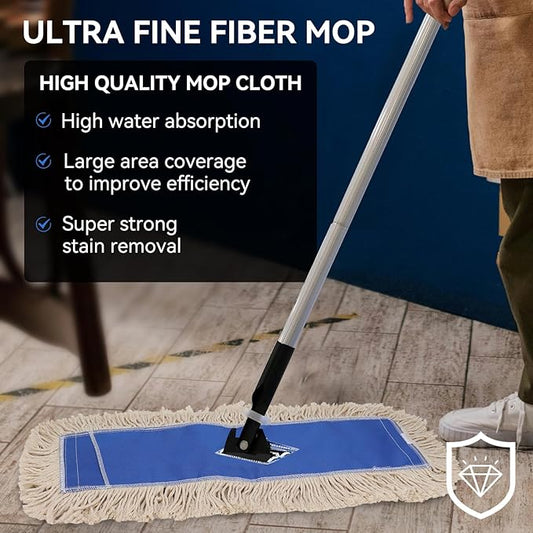 24 Inch Dust Mop Head: Replacement Medium Washable Commercial Sweeper and Janitorial Dust Mop Head Replacement
