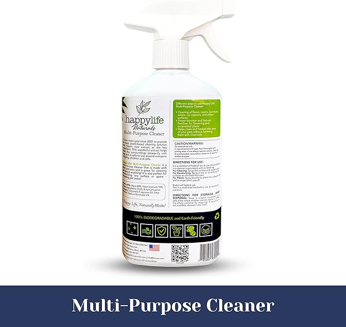 All purpose cleaner - natural household supplies - all purpose cleaning cleaning spray - Plant-based formula, multipurpose cleaner, kids and pets friendly, 16.9 Fl oz