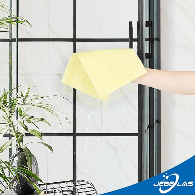 JEBBLAS Reusable Handi Wipes Disposable Cleaning Cloths Dish Towels and Dish Cloths Reusable Towels,Handy Cleaning Wipes, 50 Count/Pack,Yellow