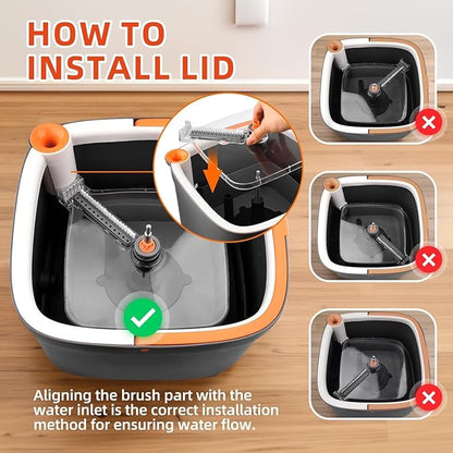 KZKR Spin Mop and Bucket Set with 4 Replaceable Microfiber Mop Pads with Self Separation Dirty and Clean Water System, Self Wringing 360° Rotating Square Mop Head for Hardwood Tile Marble Floors