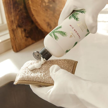 Thymes Soft Surface Scrub - Frasier Fir - Multipurpose Surface Cleaner - - Pine Scented Stain Remover with Baking Soda, Fennel & Parsley Extracts - Gentle Yet Effective Household Cleaner - 11.5 Fl Oz