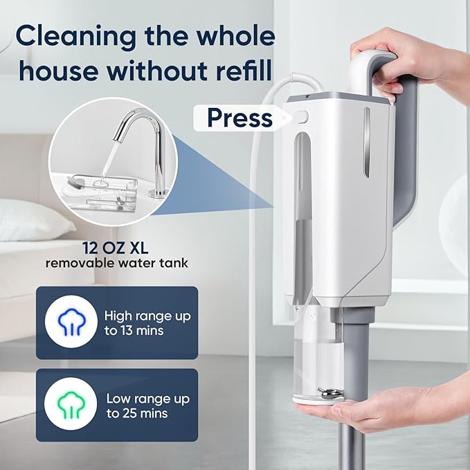 Steam Mop for Floor Cleaning, Steam Cleaner for Home with Handheld 6-in-1 Multi-function Attachments for Hardwood Floors, Clothes, Windows, Tiles Grout, Furniture Cleaning (White-Gray)
