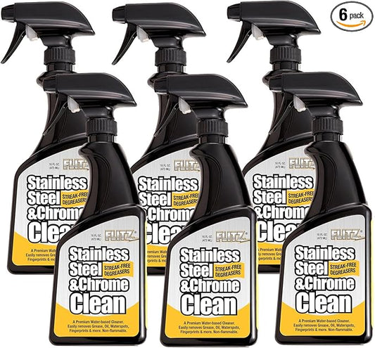 Flitz Stainless Steel Cleaner and Polish For Appliances, Streak Free Shine for Refrigerators, Dishwashers, Sinks, BBQ Grills, Ovens and More, 16 oz, 6 Pack