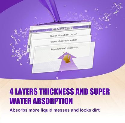 Mop Pad Refills Compatible with Swiffer WetJet Spray Mop, Wet Jet Mopping Pads for All Purpose Multi Surface Hardwood Floor Cleaning, 4 Layers Thickened and Super Absorbent, 50 Count.