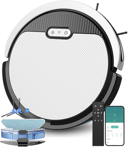 V3 2 in 1 Robot Vacuum and Mop Combo，5000Pa Suction, Schedule Cleaning, Smart Mapping with 2.4G WiFi/Alexa/App/Remote Control, Automatic Self-Charging, Ideal for Pet Hair, Hard Floor