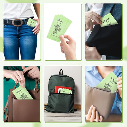 Individual Hand Wipes Wet Wipes Travel Size,Wet Wipes Individually Wrapped Bulk Cleansing Travel Size Wipes for Wedding Travel Restaurant Barbecue (1 Count (Pack of 60), Mint)