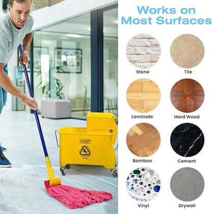 Matthew Cleaning Large Microfiber Tube Mop Heavy Duty Mop Head Replacement,Excellent Absorbency,Premium launderability,Reusable,Loop end for Home,Commercial and Industrial Use-Red 3Pack
