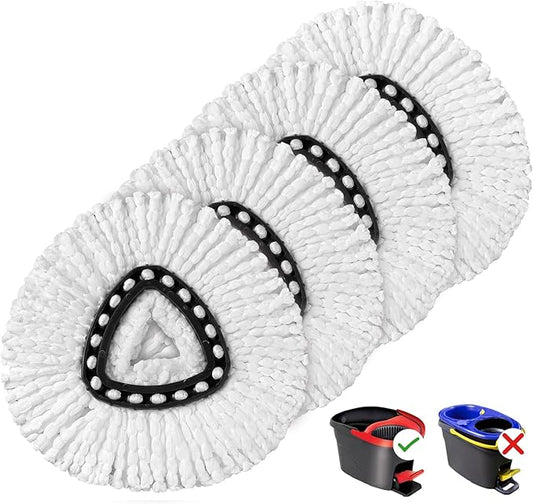HOMEXCEL Mop Replacement Heads Compatible with O-Cedar EasyWring Spin Mops 4 Pack-Washable Microfiber Spin Head Refills-Easy Cleaning Mop Head Replacement