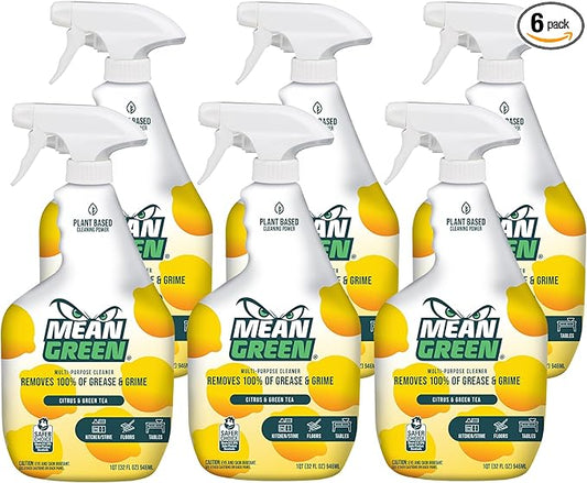Mean Green Non-Concentrated Ready-to-Use Multi-Purpose Cleaner, Citrus & Green Tea, 32 Ounce, 6 Pack