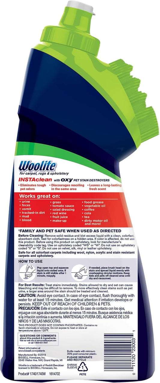 BISSELL InstaClean Oxy Pet Spot and Stain Remover with Brush Head, 4 pack, 17409