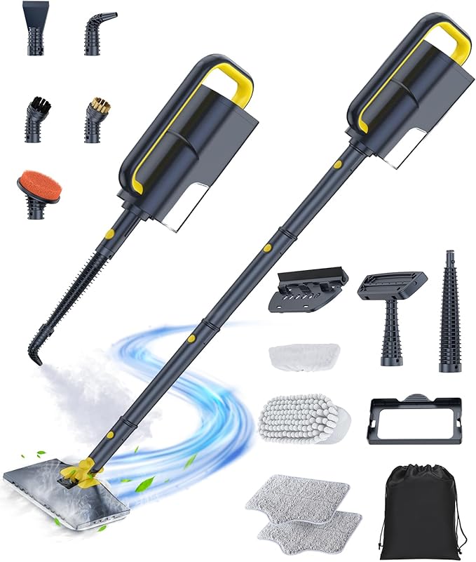 LABIGO 10-in-1 Steam Mop with Detachable Handheld Steamer, 350ml Tank, 10s Heat-Up, 248°F Steam Cleaner, 2-Level Control and Swivel Head for Floor, Carpet, Tile - Lightweight and Multi-Surface, Gray