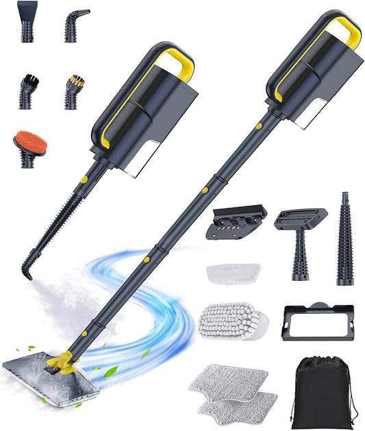 LABIGO 10-in-1 Steam Mop with Detachable Handheld Steamer, 350ml Tank, 10s Heat-Up, 248°F Steam Cleaner, 2-Level Control and Swivel Head for Floor, Carpet, Tile - Lightweight and Multi-Surface, Gray
