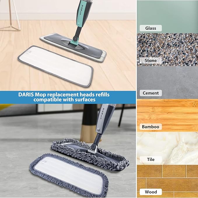 6 Pack/Set Microfiber Spray Mop Pad Compatible with Swiffer PowerMop and Bona Mop, 16*5.5“ Spray Mop Pads Refills, Reusable Machine Washable Wet Dry Use for Any Floor Types Cleaning Mop Refills