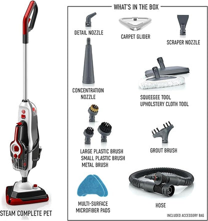 Hoover Steam Complete Pet Steam Mop, Hard Floor Cleaner Machine, 10-in-1 Multipurpose Cleaner Machine, Removable Handheld Steamer, Ideal for Hardwood, Vinyl, Tile, Grout and More