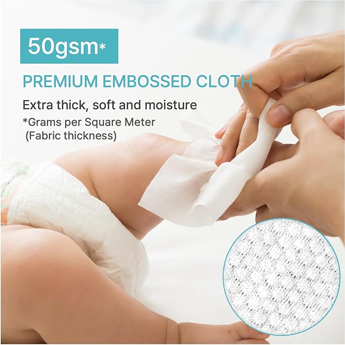 Korea's #1 Light Baby Wipes - Safe even for Sensitive & Atopic Skin Hypoallergenic Water-Based Unscented Alcohol & Paraben-Free – 50 GSM Flip-Top Plant Based Baby Wipes (640 Count 8 Packs)