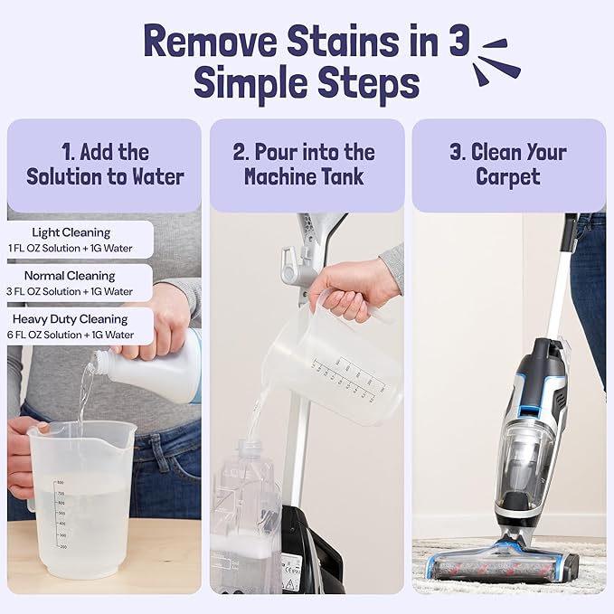 Sunny & Honey Carpet Miracle - Carpet Cleaner Shampoo - Deep Stain Remover & Odor-Deodorizing Formula - Rug Shampoo & Upholstery Cleaner Solution (32 Fl Oz, Light Lavender Scent)