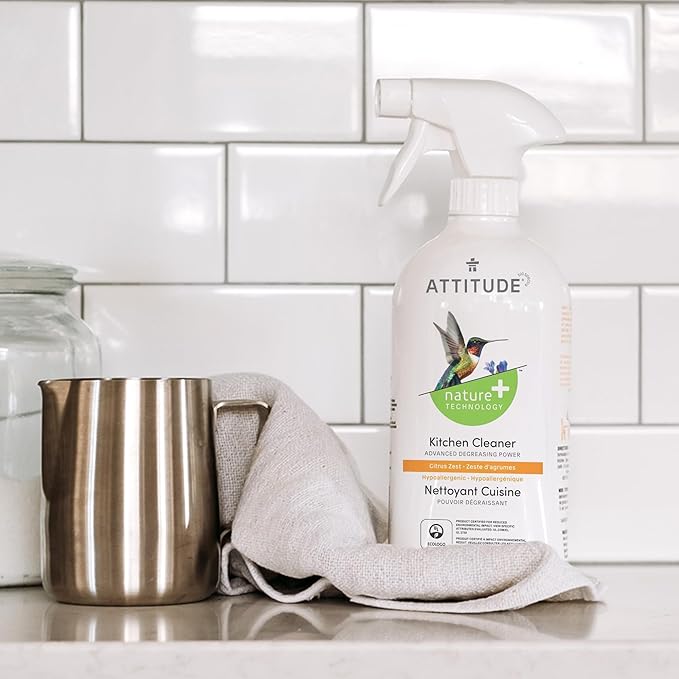 Bundle of ATTITUDE Kitchen All Purpose Cleaner, Multi-Surface Cleaner, Plant & Mineral-based Formula, Citrus Zest, 27.1 fl oz + Bulk Refill, 67.7 Fl Oz