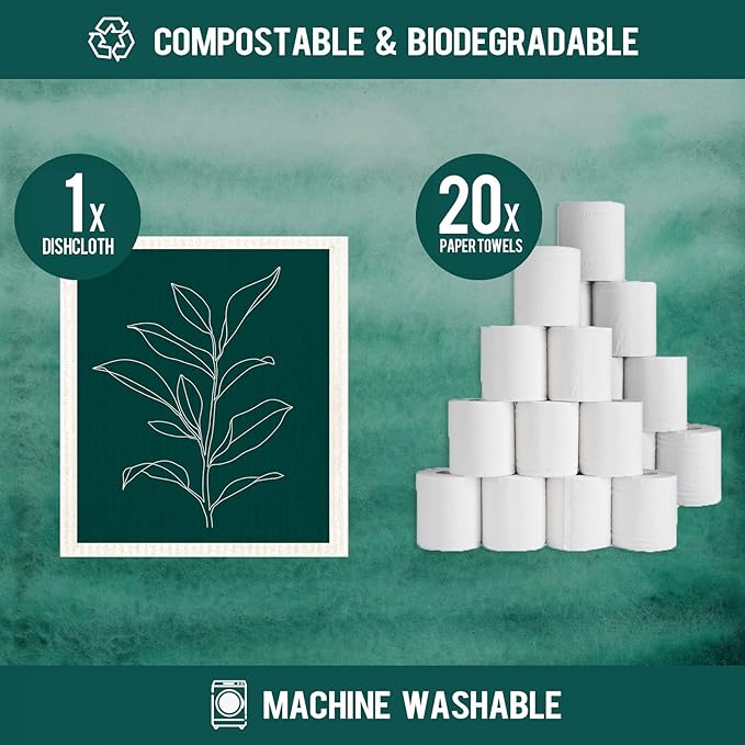 Morigins Wholesale Swedish Dish Cloths - 6 Pack Reusable Compostable Kitchen Cloth,Cellulose Sponge Dish Cloths Dish Towel Set