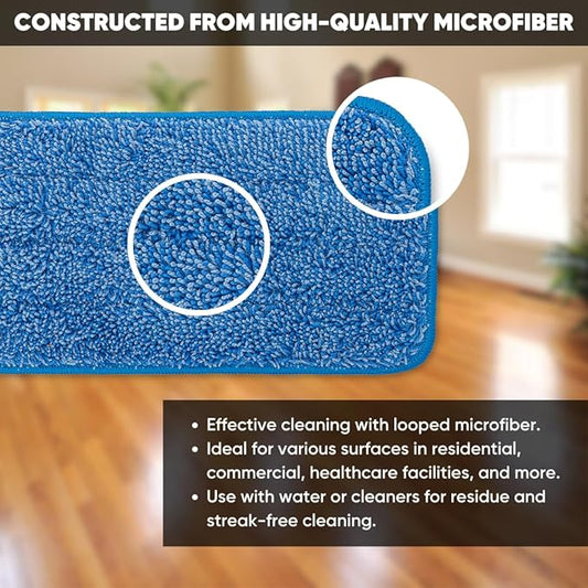 Microfiber Wholesale™ 36 inch Microfiber Mop Pads - Machine Washable, Reusable, Refills & Replacement Wet Mop Heads Compatible with Any Microfiber Flat Mop System (18 Pack)