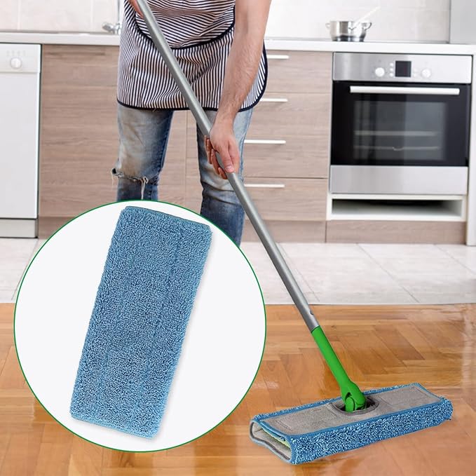 Diteje 3 Pack Washable Replacement Mop Pads Reusable Refill Compatible with Swiffer Sweeper,for All 9.8 to 10.3 Inch Flat Mops Wet Dry Use